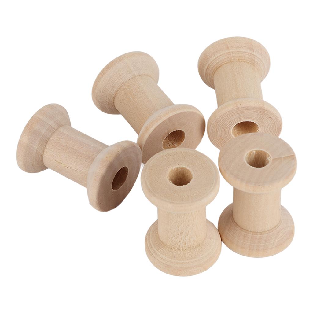 50pcs Wood Spools Polished Recyclable Retro Empty Spools Wooden Thread Spools for Crafts Arts