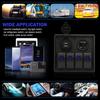 4 Gang Rocker   Panel 5Pin with Voltmeter 4.8A Dual USB Fast Charging Slot   for Car RV Yacht