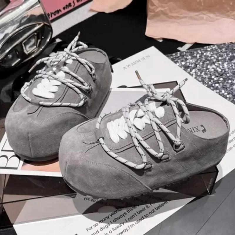 Fashion Platform Flats Slippers Women Mules Shoes Casual Sneakers Woman Sandals Summer 2025 Trend Lace-Up Running Designer Zapatos Mujer