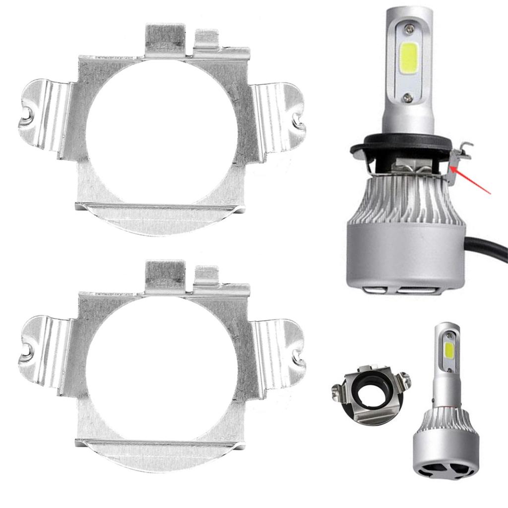 Paar H7 LED-Scheinwerferlampen Adapter Halter für Mercedes-Benz Ford Silber