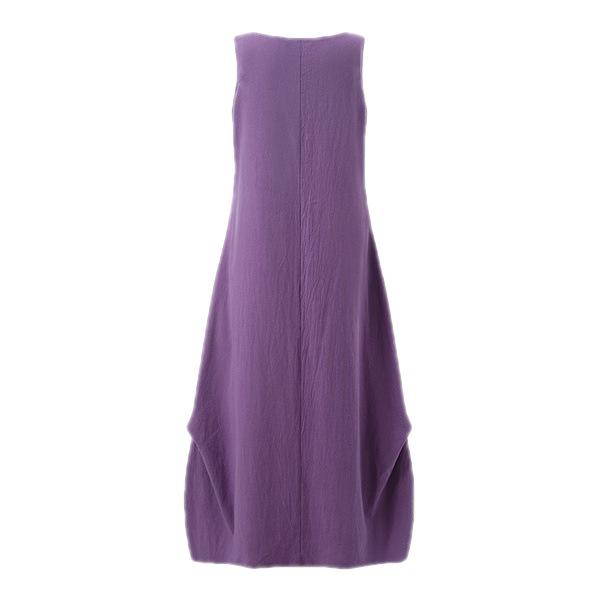 2022 Summer Cotton Linen Casual Loose Swing Dress with Pockets - Women's Solid Color Round Neck