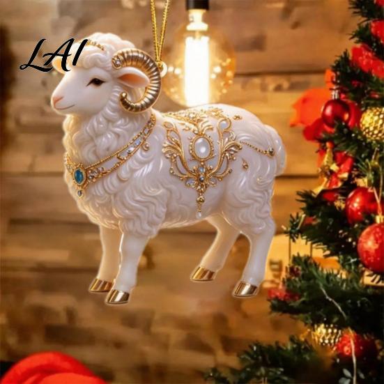 Durable Acrylic Ornament Goat Christmas Tree Pendant Hanging Ornament Not Easy To Fade Decorative Charms for Holiday And Car Decoration