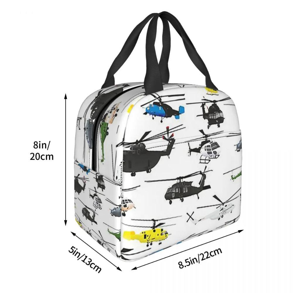 Multiple Helicopters Insulated Lunch Bag for Women Children Portable Food Boxes Thermal Lunch Box Tote