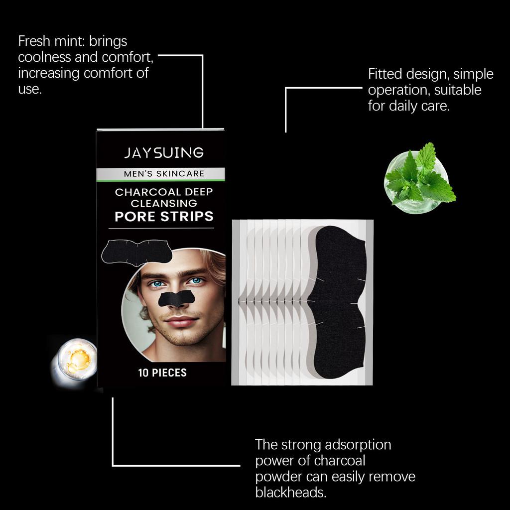 Tiras Jaysuing para Cravos e Poros Masculinos Óleo de Limpeza Suave Controle de Oleosidade Redução de Acne 10 Peças