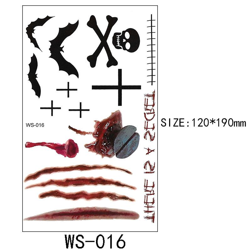 Halloween Tetovací samolepka Rána Jizva Horor Zábavný Kostýmová párty Samolepka na obličej Tetování