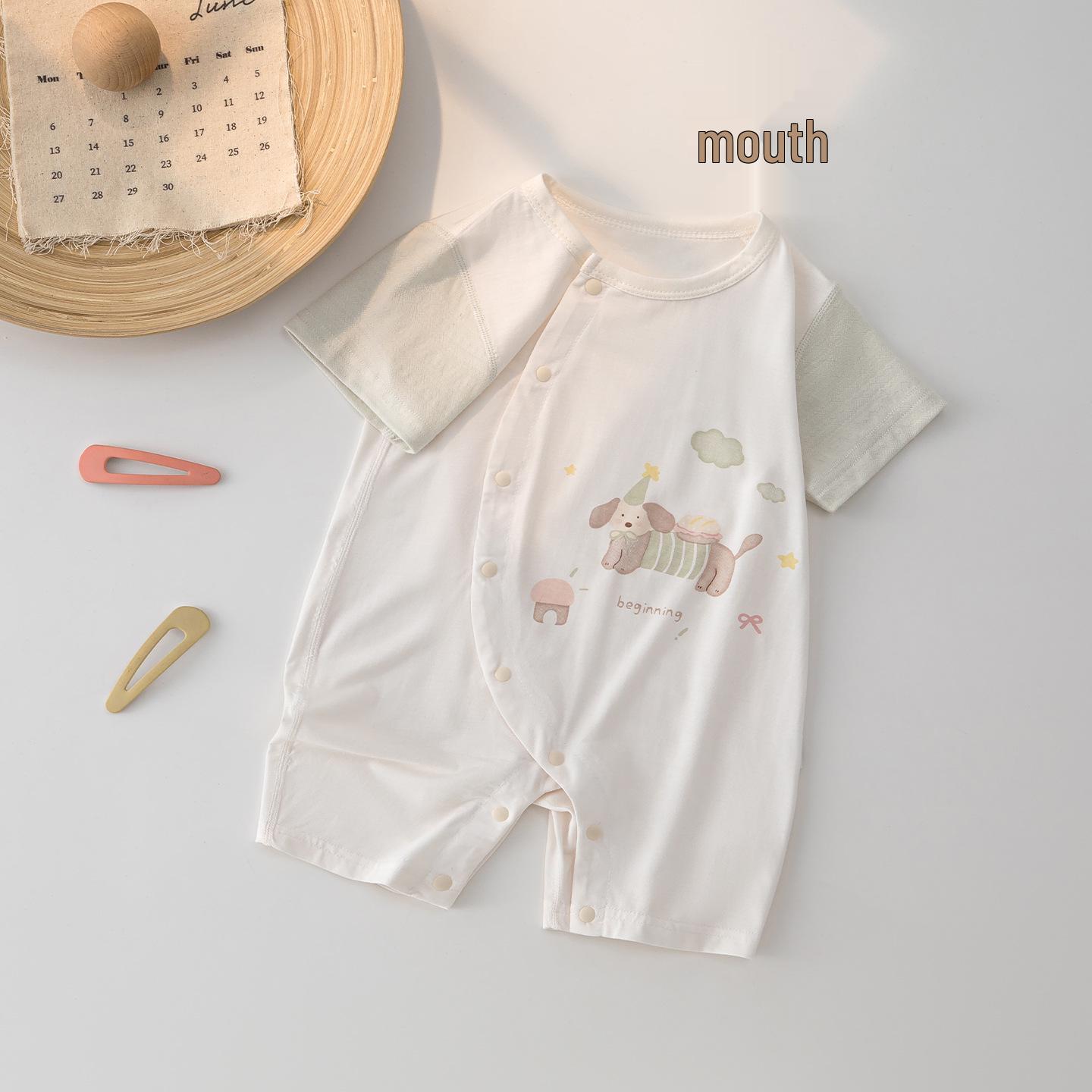 Summer Short Sleeve Modal Baby Jumpsuit - Newborn Romper & Crawling Pajamas 73cm