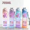 750ML Anime KPop Demon Hunters Sports Water Bottle Leak Proof Colorful Straw Cup Portable Water Bottle designed for Outdoor Sport Fitness