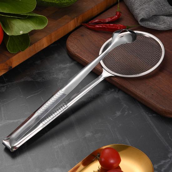 Cuchara Coladora de Aceite de Acero Inoxidable con Malla Fina Skimmer de Cocina para Freír Filtrar Tamizar Colador a Prueba de Óxido para Jugos y Leche de Soja