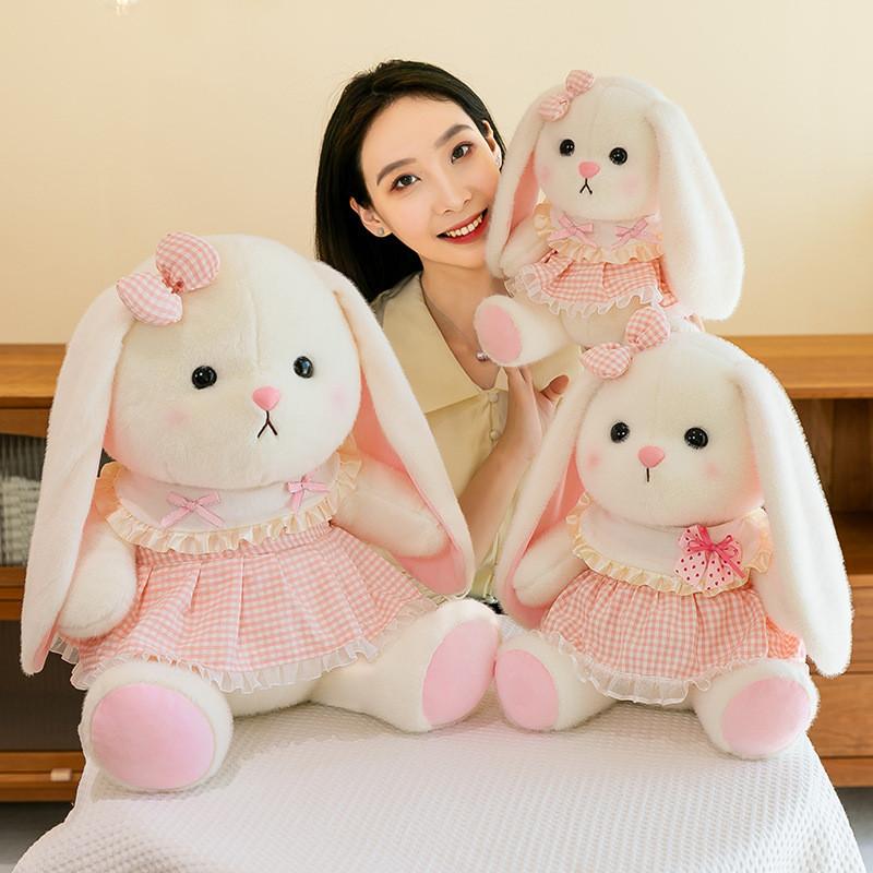 Adorable Plush Rabbit Doll With Cute Flower Dress Perfect For Girls Birthday Gifts