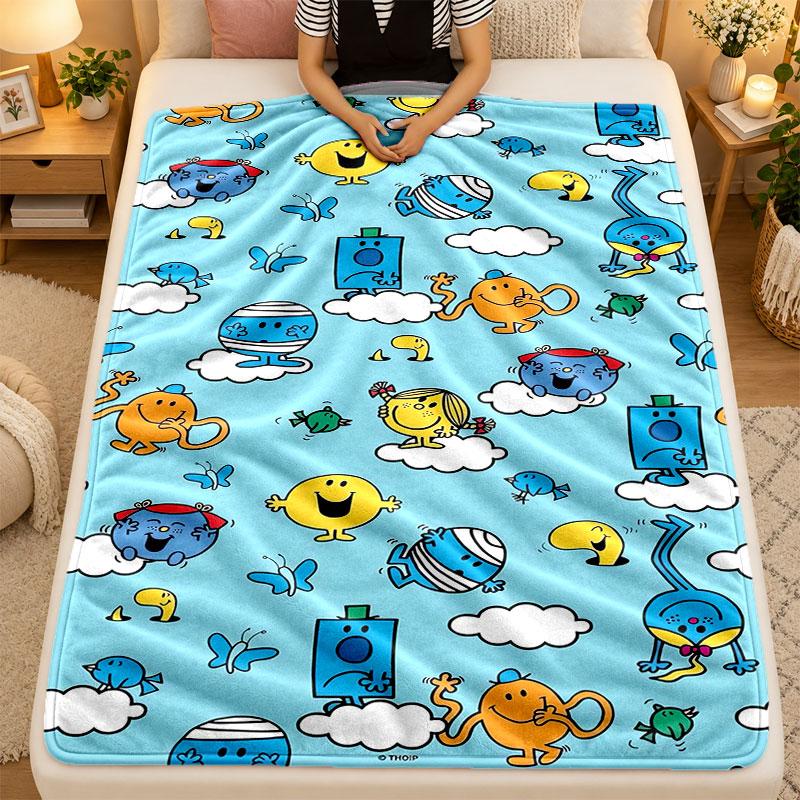Flannel BlanketMr. Men & Little Miss Warm Soft Throw Blanket for Indoor Sofa Bed Living Room Use