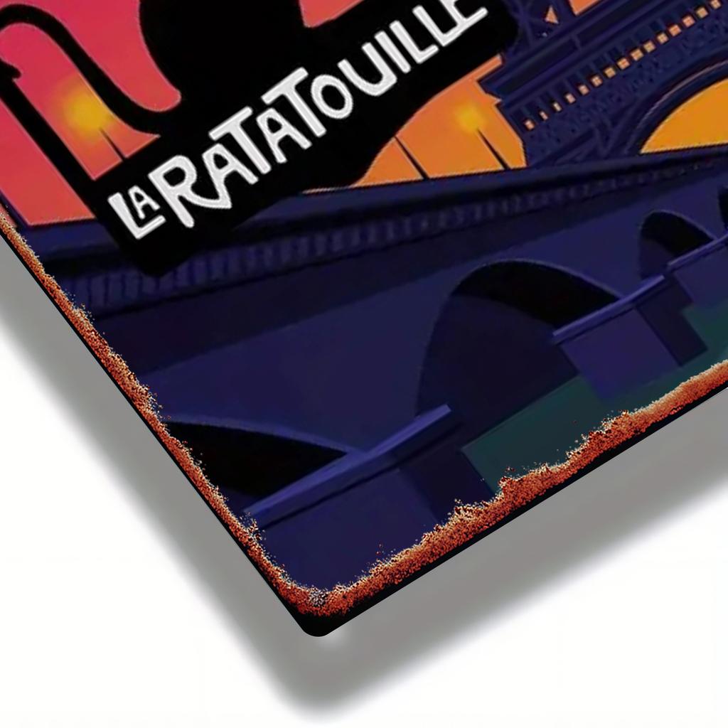 1pc Disney "Ratatouille" Paris Iron Wall Art - Chef Remy & Eiffel Tower 3D Metal Sign, 20.32x30.48 Cm Rustic Home Decor with Pre