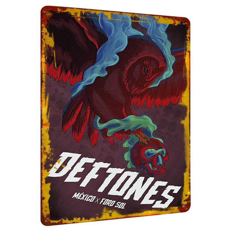 

Deftones Mexico X Ford Sol Concert Artwork Metal Tin Sign Rock Band Decorative Wall Hanging 20x30cm（7.8x11.8inch）