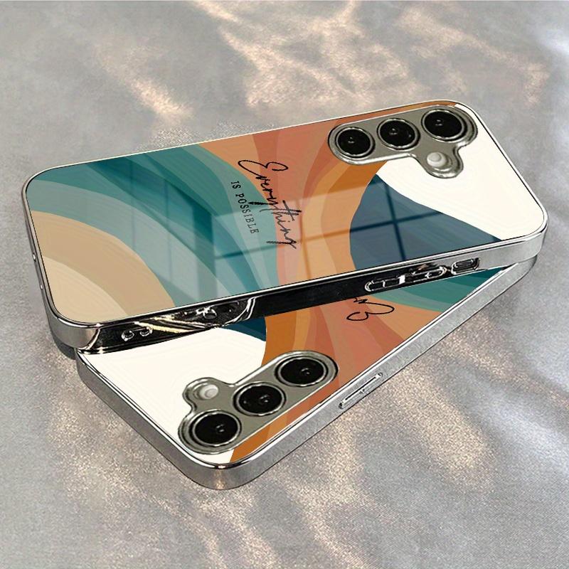 

Гальванизированный золотой новый чехол для телефона для Samsung Galaxy S26 Ultra S25 Plus S24 S23 S22 fe закаленное стекло Художественные текстурные узоры For Galaxy S26