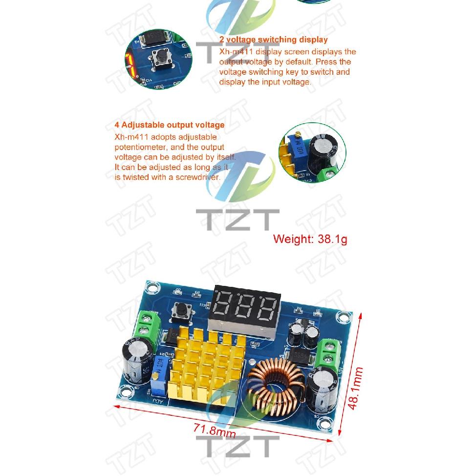 DC 3V-35V To DC 5V-45V Boost Module Digital Voltmeter DC-DC Step Up Module Boost Converter Board 5A Power Adjustable For Voltage