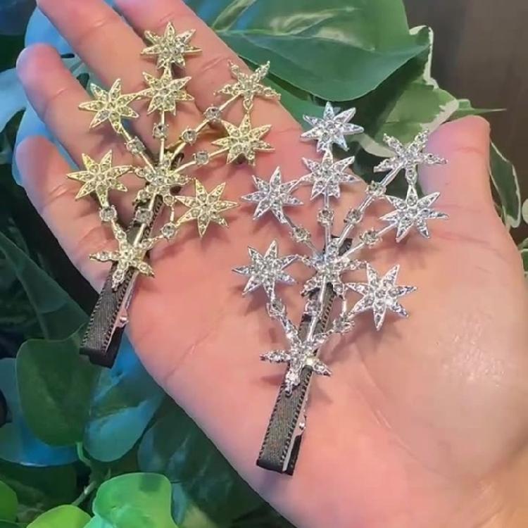 Star Duckbill Hair Clip with Rhinestones Designs Suitable for Trendy Women Everyday and Festive Use Casual Wear