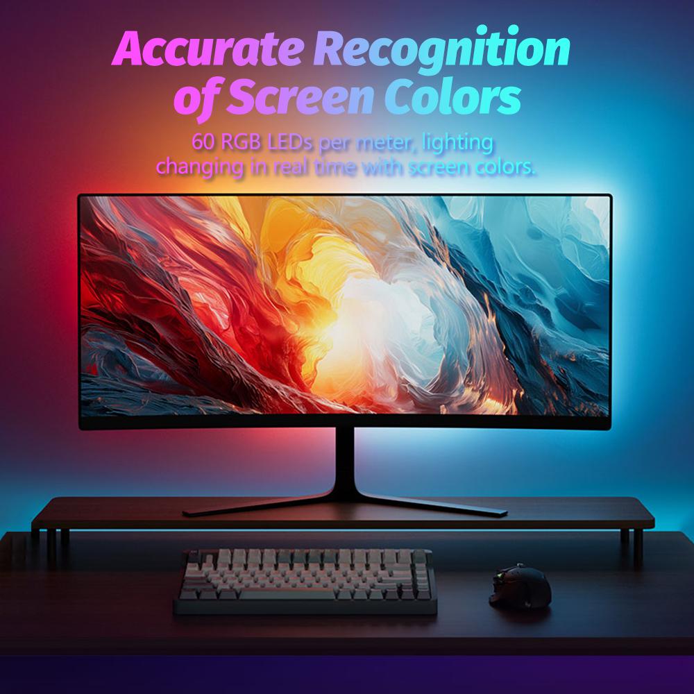 Smarte Gaming Umgebungsbeleuchtung LED Sync Hintergrundbeleuchtungsstreifen Computer Lichtleiste Smarte App Steuerung Doppel-USB Gaming Zimmer Atmosphäre De