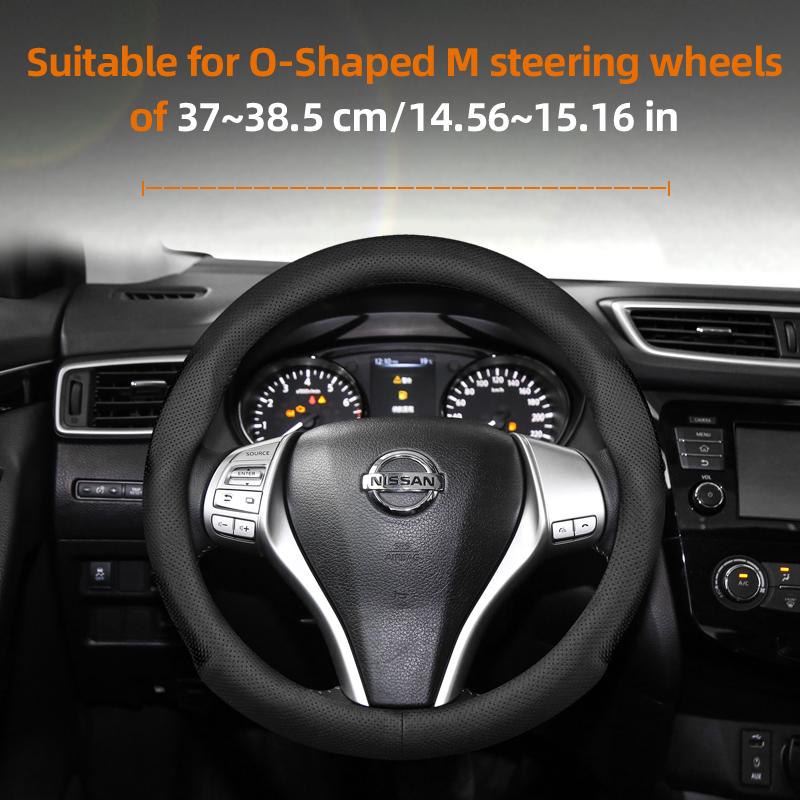 Suitable for Nissan Ultra-Thin Breathable Leather Steering Wheel Cover Suitable for Qashqai J10 J11 March Terrano2 Pathfinder R51 Note E12 Almera