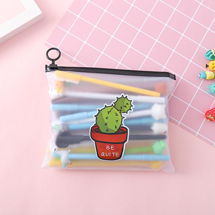 20-Piece Cartoon Gel Pen Set with Pencil Case - Black Ink 0.5mm