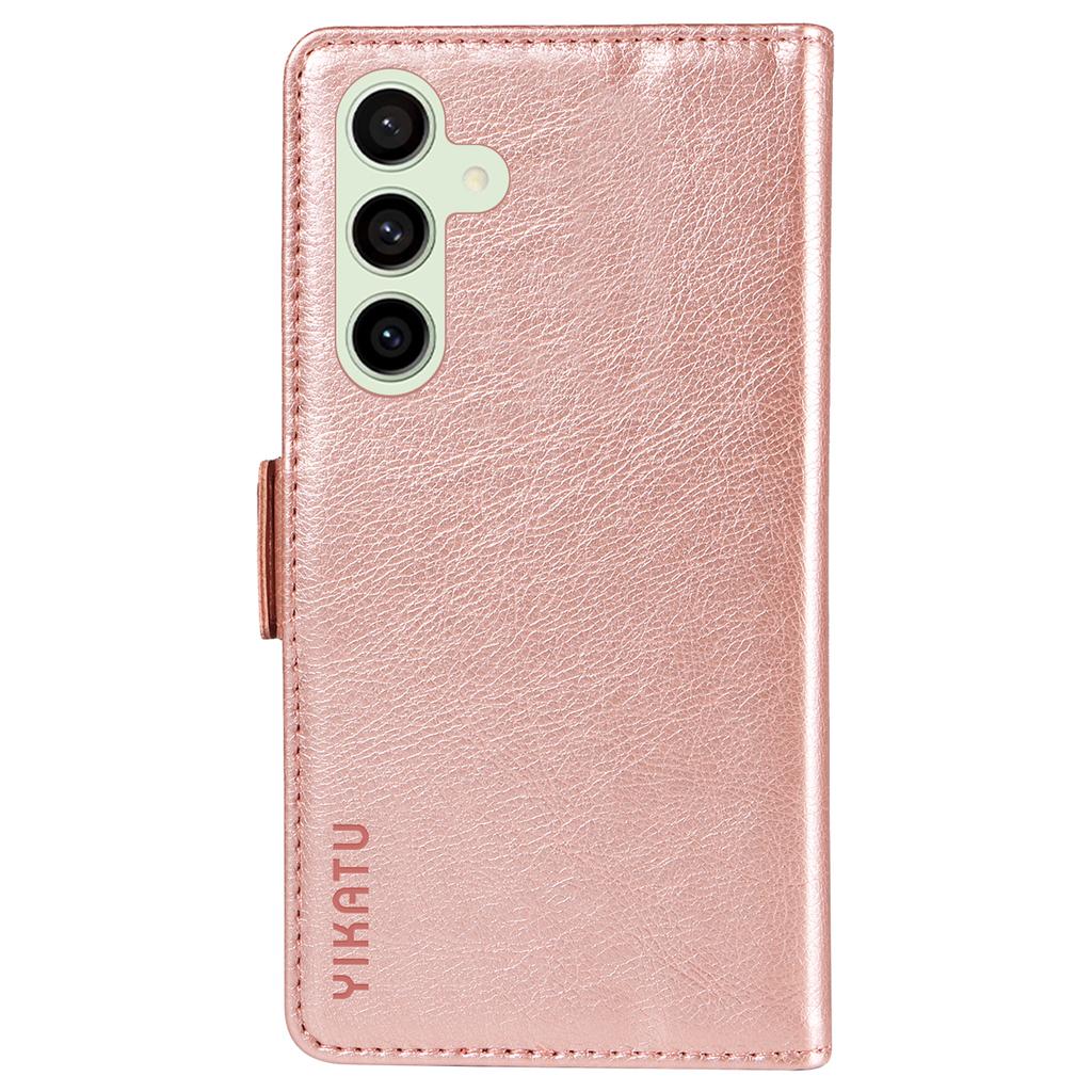 YIKATU YK-007 For Samsung Galaxy S24 FE Phone Case Litchi Texture PU Leather Wallet Cover