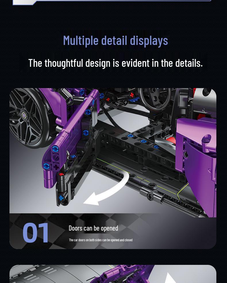 Advanced Mechanical Remote Control Supercar Model - 14+ Educational Building Block Toy