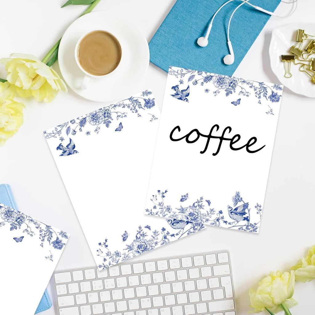 60 Sheets Blue Floral Stationery Letterhead Paper Chinoiserie Flower Bird Butterfly Writing Paper Single-Sided Greeting Paper for Invitations Office