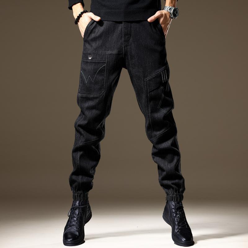

JYL Mens Jeans Loose Cropped Cargo Spring Autumn Casual Denim 2XL амарантовий