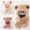 Fashion Design Children Fleece Hat Solid Color Plush Hat with Scarf Outdoor Bear Plush Hat  Boy