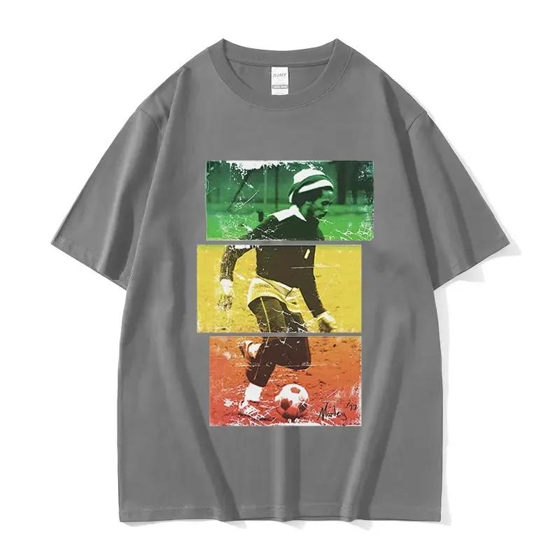 Reggae Bob Marley Football Graphic Tshirt Unisexs Retro Fashion High Quality Tshirts Hip Hop Oversized Cotton T Shirt Streetwear