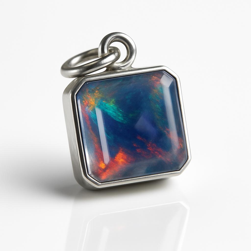 Rare Quality 16.45 Ct Natural Opal Square Pendant 925 Sterling Silver Jewelry