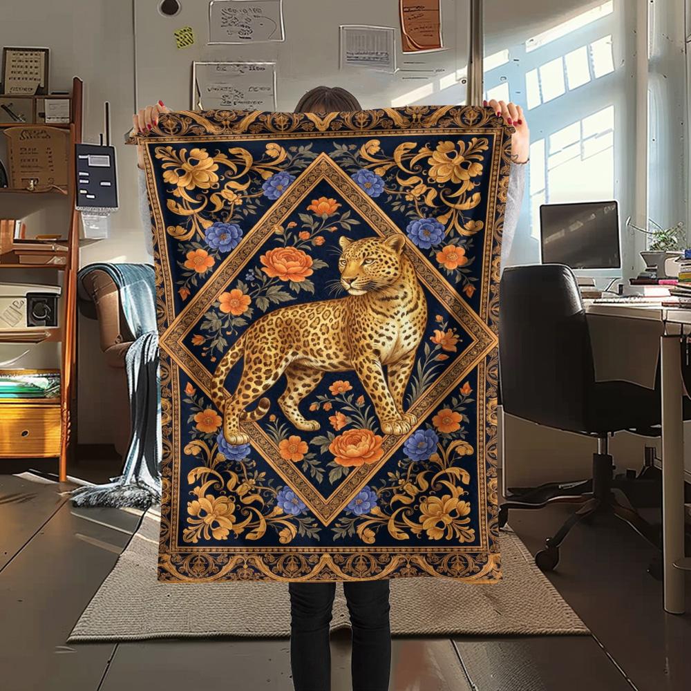 

1PC Folk Art Print FlAannel Blanket, High quality Comfortable for All Seasons, Home Decor, Warmth and Comfort 80cm x 120cm