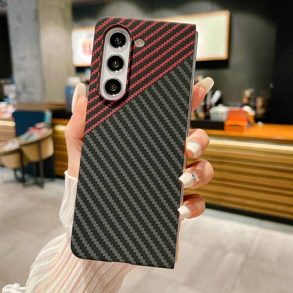 Husă Subțire cu Model din Fibră de Carbon pentru Telefon Samsung Galaxy Z Fold 7 6 5 4 3 Capac Dur din PC