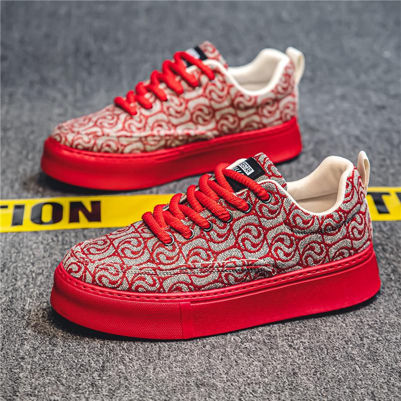 Men's shoes spring 2024 new casual shoes soft-soled sports board shoes canvas shoes Korean version versatile printed little white tide shoes