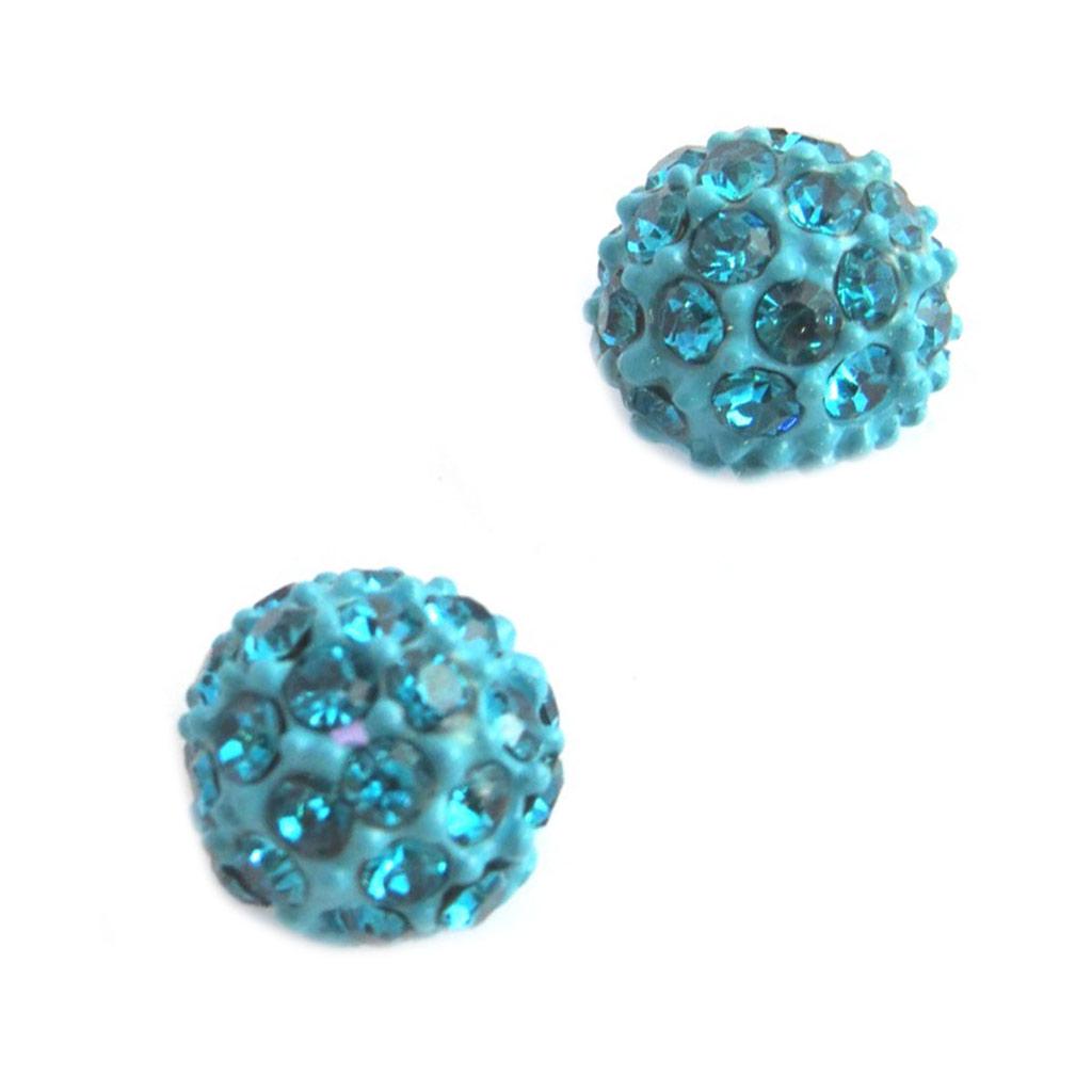 Les Trésors De Lily [G9469] - Boucles Créateur 'Sissi' turquoise (cristal) - 8 mm