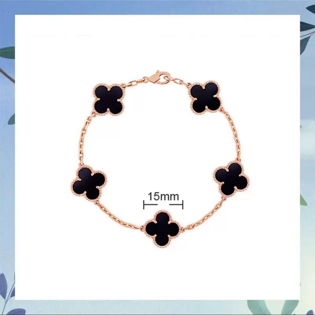 Høy Versjon Firkløver Femblomst Armbånd Dame 18k Lykkeblomst Hvit Perlemor Armbånd