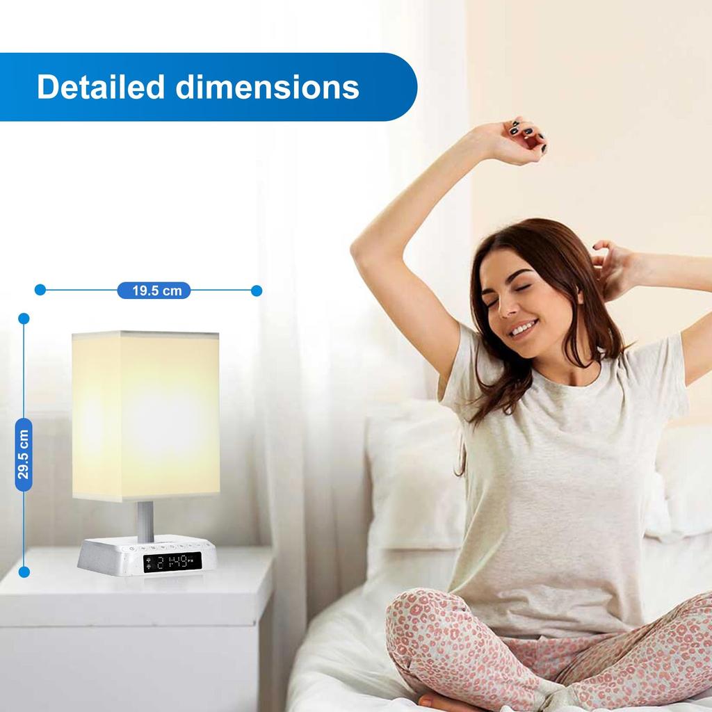 Bedside APP Control Table Fake Shearling Sound and Light Biological Clock Adjustment Light with Sunrise and Sunset Time Light Alarm 3 Types of Color 2