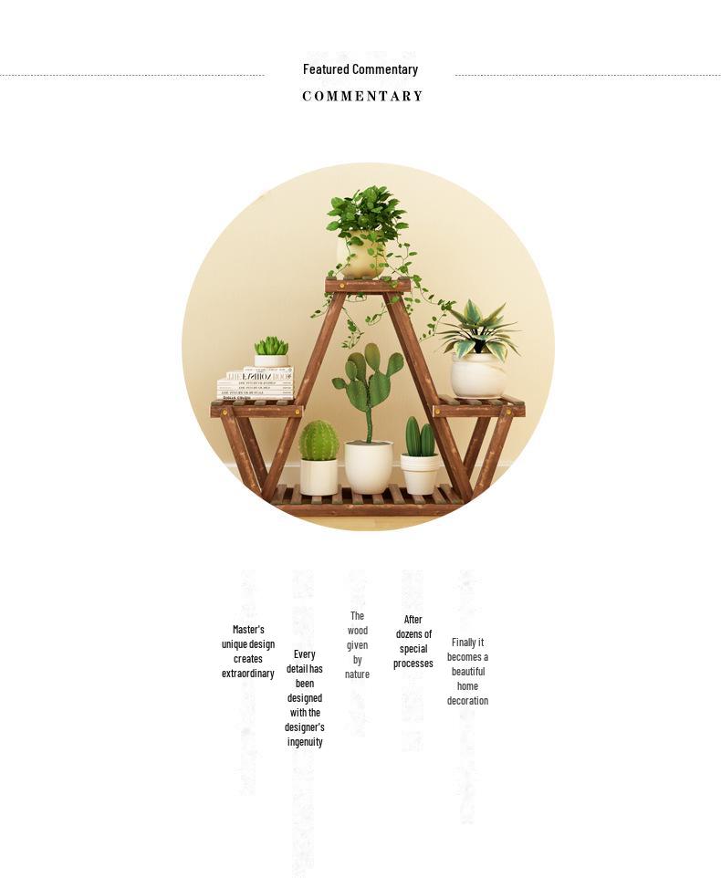 Multi-Layer Wooden Flower Rack for Indoor Balcony or Living Room