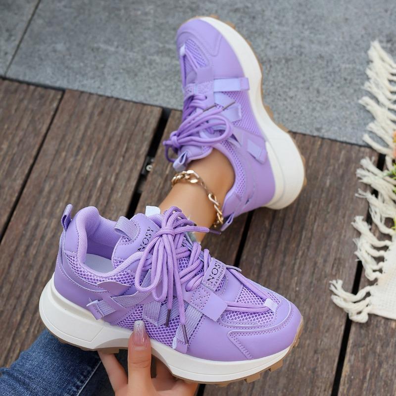 Comfortable Low Top Lace Up Women Sneakers 2025 New Women Breathable Platform Sneakers Outdoor Casual Shoes