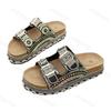 Fashion 2025 Summer Fashion Rhinestone Design Casual Thick Soled Slippers for Women Open Toes Comfortable Versatile Beach Chunky Sandals