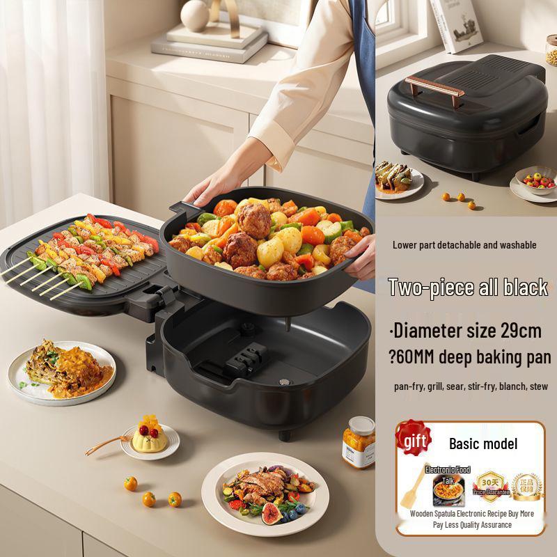Macchina Elettrica Multifunzione per Crêpes e Pancake, Riscaldamento su Entrambi i Lati, Antiaderente, Grande Capacità