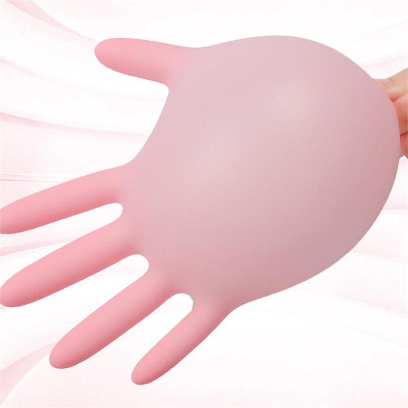 50/100PCS S//M/L Pink Nitrile Gloves, Disposable Gloves for Cleaning, Kitchen, Bathroom, Hair Dyeing, and Nail Trimming