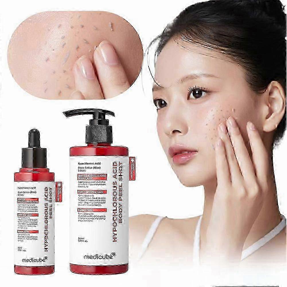 Hypochlorous Acid Rice Peel Shot-Duo For Face Body Gentle Exfoliating Serum for Dead Skin Cells Pore Care Blackheads Excess Sebum Control