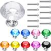 6pcs Colorful Crystal Diamond Drawer Handle Cabinet Acrylic Handle Decorative Knobs Easy To Install,Each Piece Come With A Screw