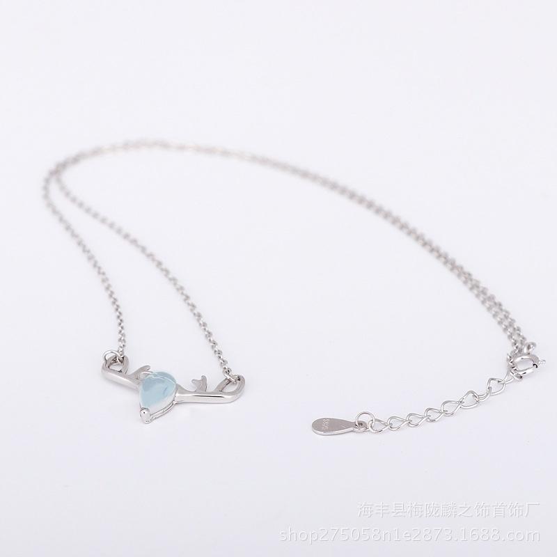 Simple moonstone elk necklace clavicle chain