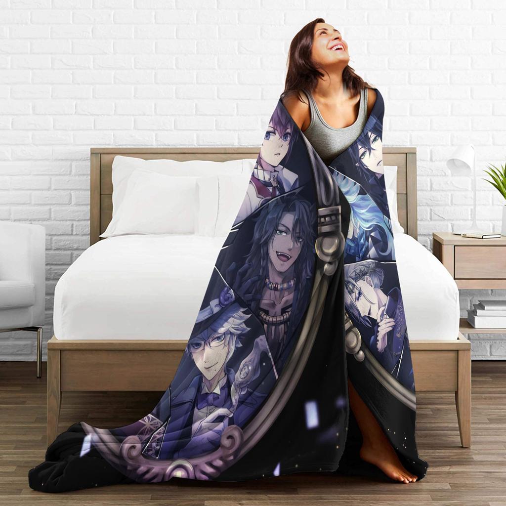 Twisted Wonderland Yuu Grim Koc TWST Gra rytmiczna Wełniany Nowość Oddychające Kocy do rzucania na pościel Salon Zima Samochód