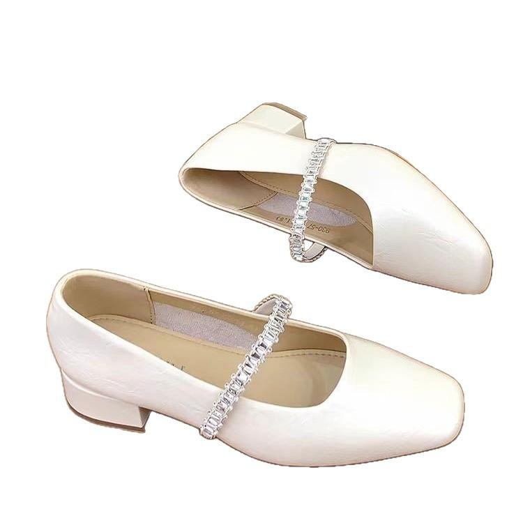 Fairy style commuter loafer single shoes female 2025 autumn Korean version of the new shallow mouth one pedal thick heel Mary Jane single shoes