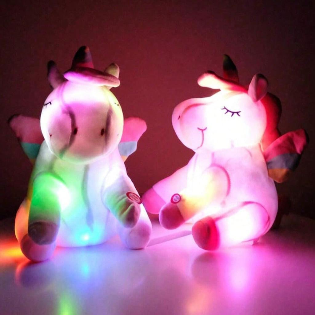 9.8'' Light Up Unicorn Stuffed Animal Soft Plush Toys With Colorful LED Night Light Soft And Cute Unicorn Stuffed Animal Glowing ,Without Batteries,