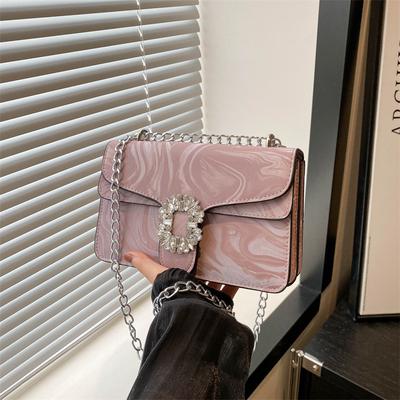 Lässige Mode-Ästhetik Kette 2025 Diamantbesetzt Einfarbig Ausländischer Stil Neue Sommer Personalisierte Schulter-Crossbody Kleine Quadratische Damen-Tasche