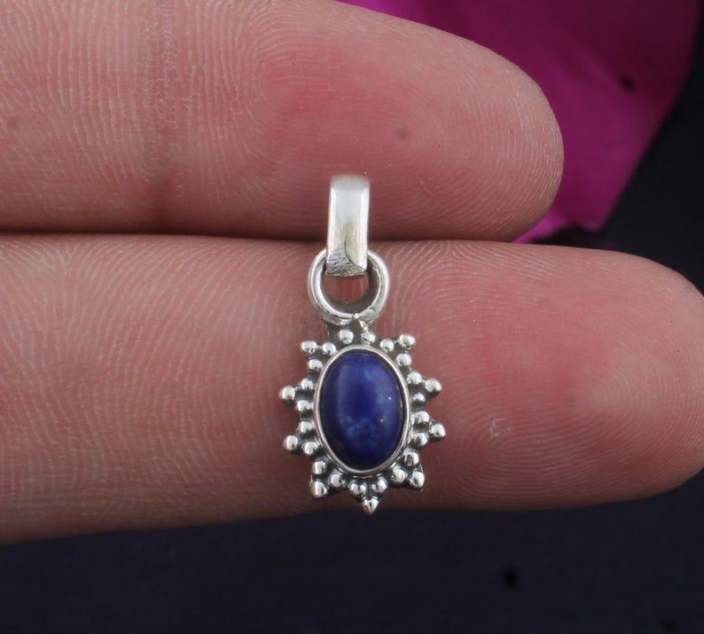 Lapis Lazuli Gemstone Crystal Healing Pendant Solid 925 Sterling Silver Pendant Boho Jewelry