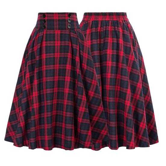Dámská sukně Vysoký elastický pas Velký lem A-line Colorblock Kostkovaný potisk Volný Délka kotníku Měkké kapsy Retro volán Elegantní Party Dáma na dojíždění