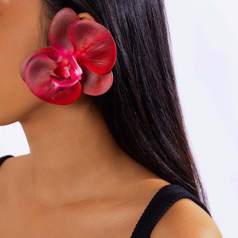 

Fashion Butterfly Orchid Stud Earrings for Women Exaggerated Large Flower Temperament Earrings Wedding Zircon Gifts 2024 New